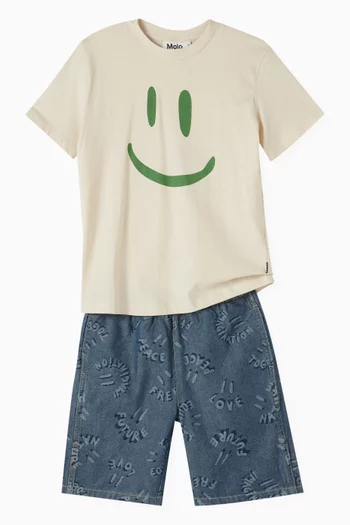 Arrow Word-smiles Shorts in Organic Cotton-denim