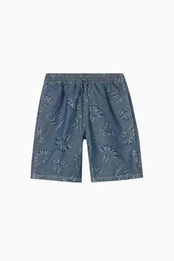 Arrow Word-smiles Shorts in Organic Cotton-denim