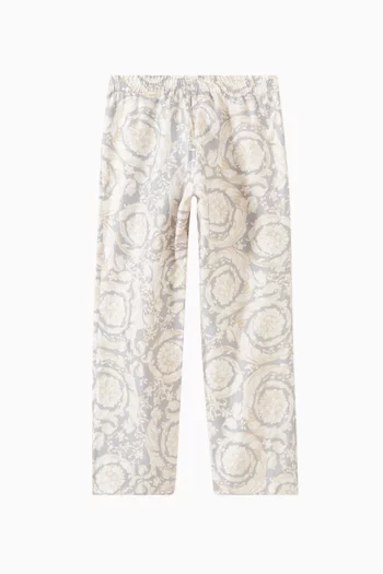 بنطال بيجاما بنقشة باروكو حرير تويل