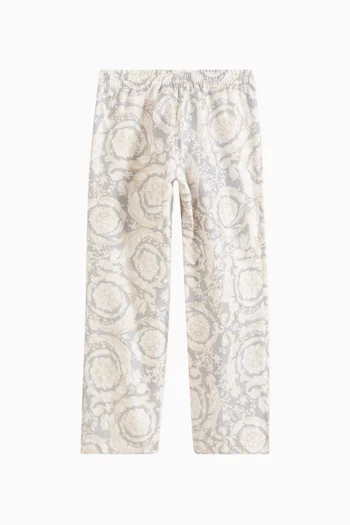 بنطال بيجاما بنقشة باروكو حرير تويل