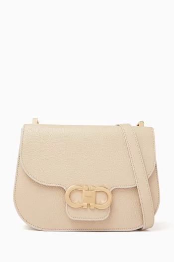 Double Gancini Crossbody Bag in Leather