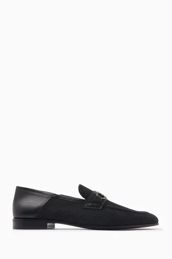 Gancini Loafers in Canvas & Leather