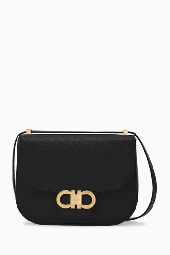 Double Gancini Crossbody Bag in Calfskin
