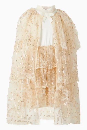 Sequin-embellished Cape in Tulle