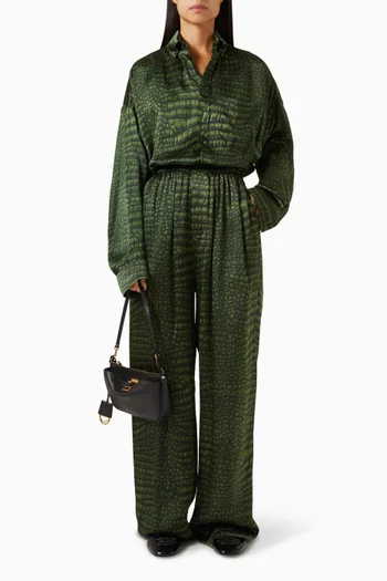 Pyjama Pants in Croc Silk Satin