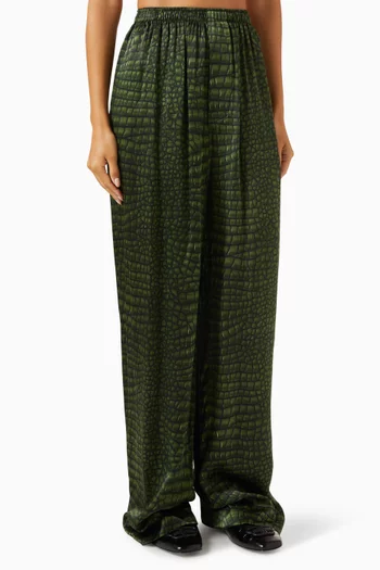 Pyjama Pants in Croc Silk Satin
