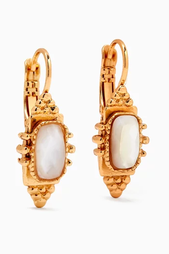 Serti Talisman Mother-of-pearl Earrings in Gold-plated Metal