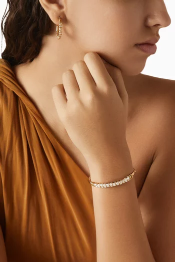 Lyre Mother-of-pearl Cuff Bracelet in Gold-plated Metal