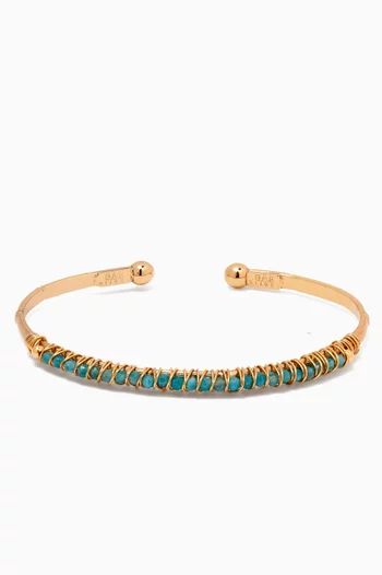 Lyre Apatite Cuff Bracelet in Gold-plated Metal