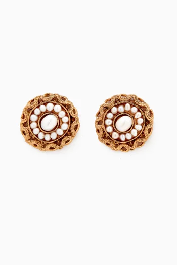 Leonie Pearl Earrings in Gold-plated Metal