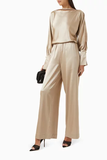 Sun Wide-leg Pants in Satin Silk