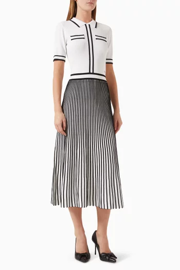 Pleated Knit Dress in Viscose Blend