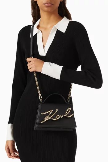 Small K/Signature 2.0 Crossbody Bag in Leather