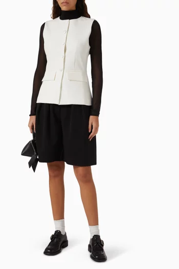 Pleated Bermuda Shorts in Wool-twill
