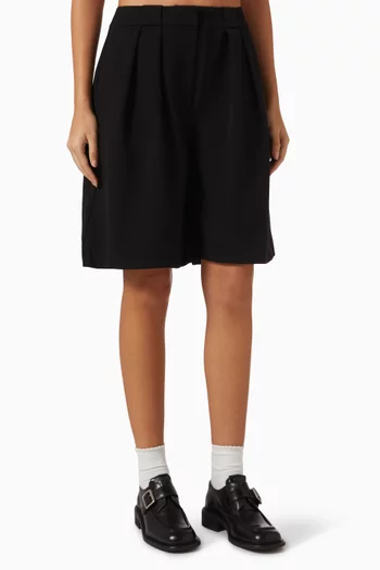 Pleated Bermuda Shorts in Wool-twill