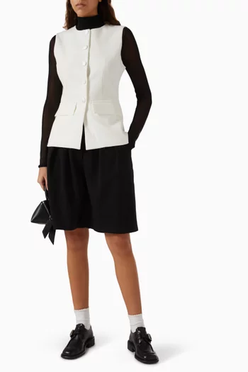 Buttoned Vest Top in Wool-twill