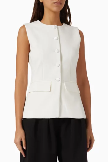 Buttoned Vest Top in Wool-twill
