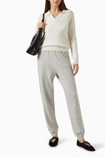 Striped Polo Sweater in Cashmere-blend
