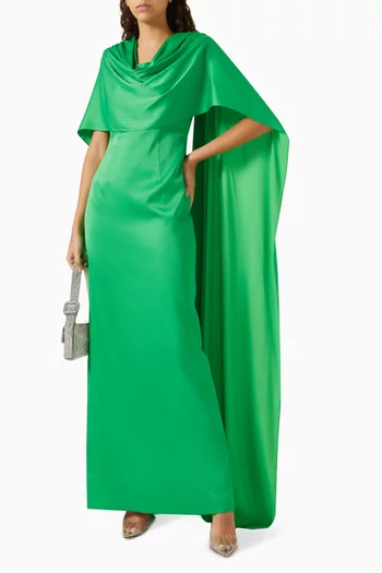 Cape-sleeve Gown