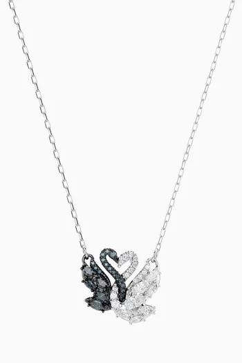 Swan Pendant Necklace in Rhodium-plated Metal