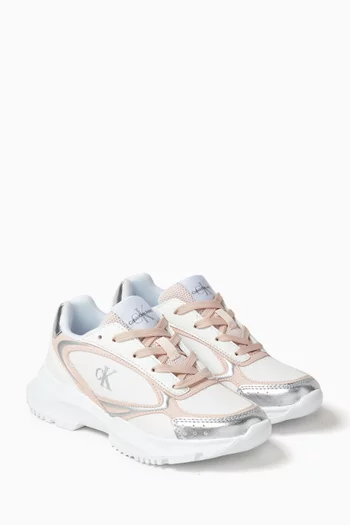 Low-top Sneakers in Mesh & Faux Leather