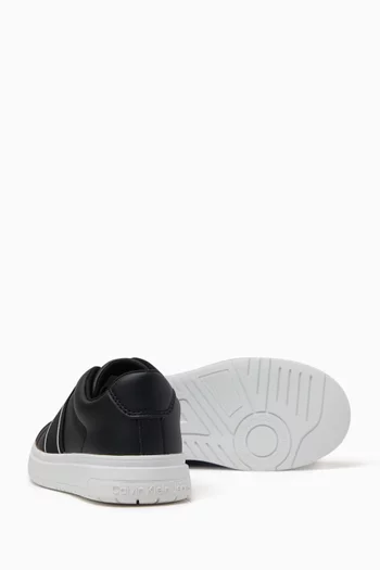 Logo-tape Slip-on Sneakers in Faux Leather