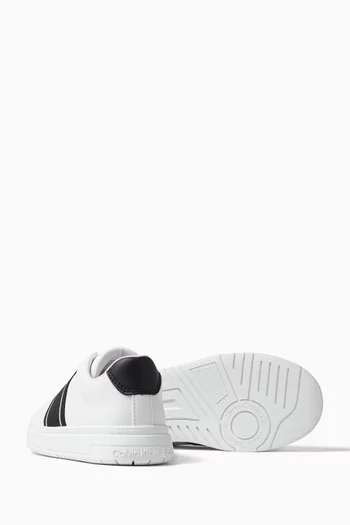 Logo-tape Slip-on Sneakers in Faux Leather