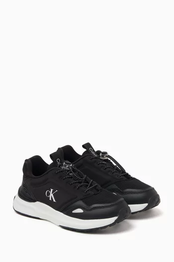 Low-top Sneakers in Faux Leather & Mesh