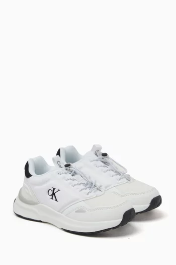 Low-top Sneakers in Faux Leather & Mesh