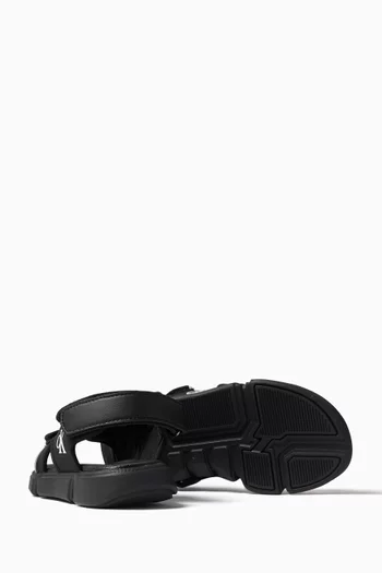 Logo-embossed Sandals in Faux Leather & Fabric