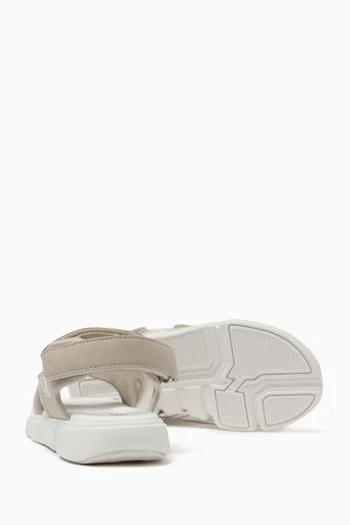 Logo-embossed Sandals in Faux Leather & Fabric