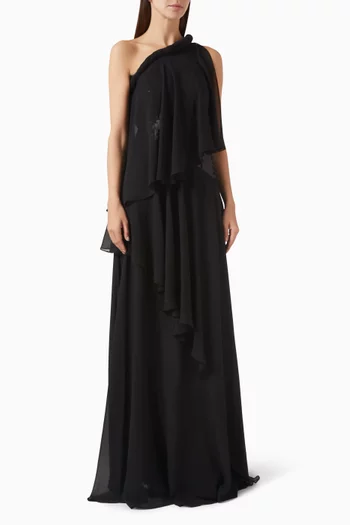 One-shoulder Dress in Chiffon