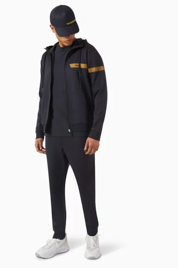 Logo Stripe Hoodie in Stretch Cotton