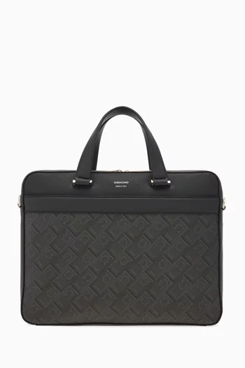 Gancini Briefcase in Coated-canvas
