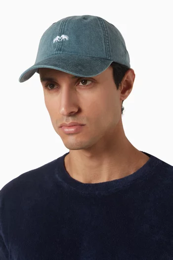 Logo-embroidered Cap in Denim