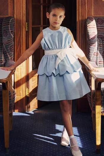 Frilled Dress in Cotton-blend