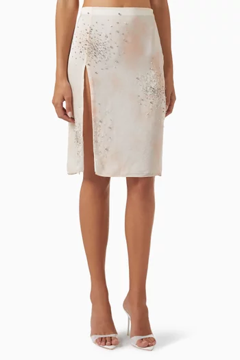 Side Slit Longuette Midi Skirt