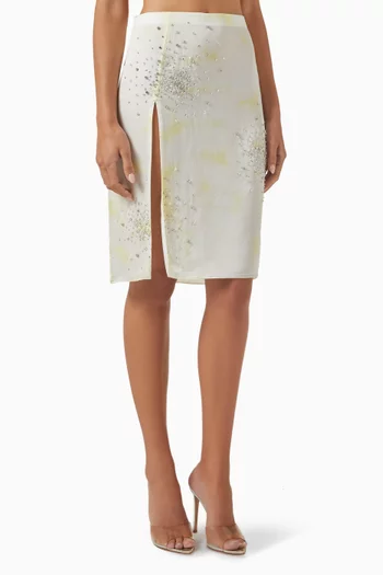 Side Slit Longuette Midi Skirt