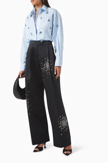 Classic Embellished Shirt in Cotton-poplin