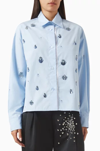 Classic Embellished Shirt in Cotton-poplin
