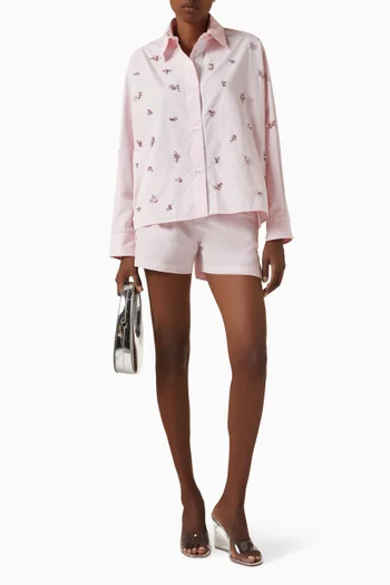 Classic Embellished Shirt in Cotton-poplin