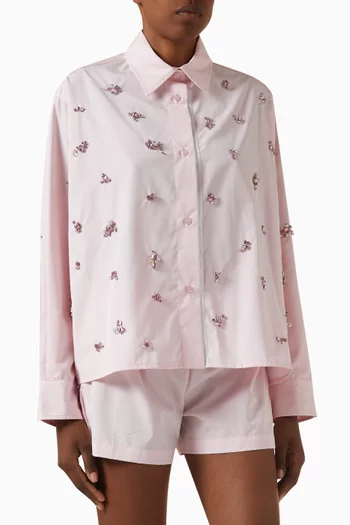 Classic Embellished Shirt in Cotton-poplin