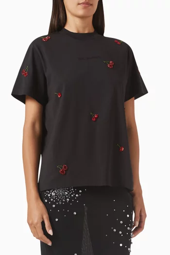 Classic Cherry-embellished T-shirt in Jersey