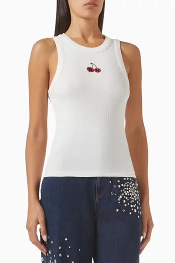 Classic Cherry-embellished Tank Top in Jersey