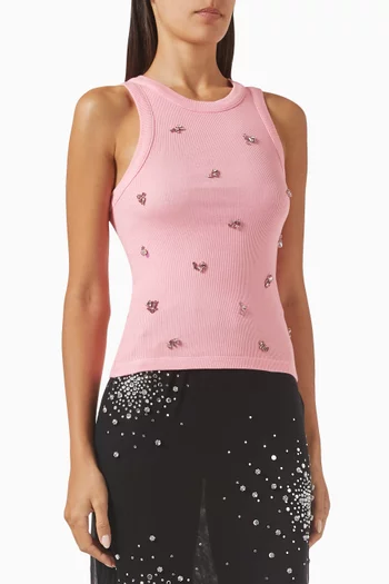 Classic Crystal-embellishment Tank Top in Jersey