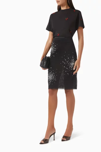 Crystal-embellished Longuette Midi Skirt
