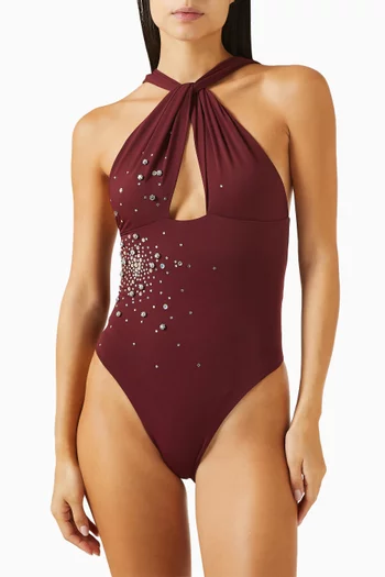 Embellished One-piece Swimsuit in Lycra