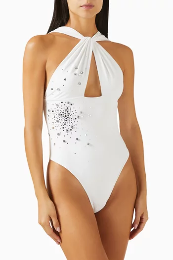 Embellished One-piece Swimsuit in Lycra