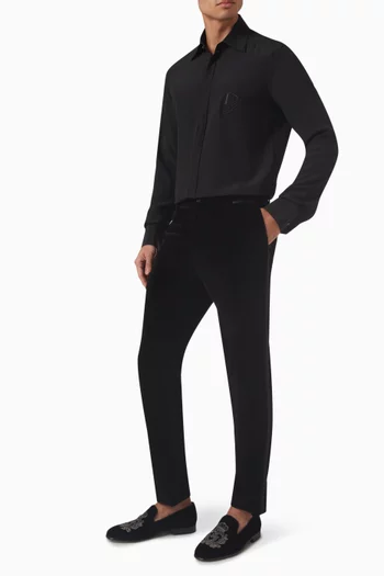 قميص بتطريز شعار الماركة حرير