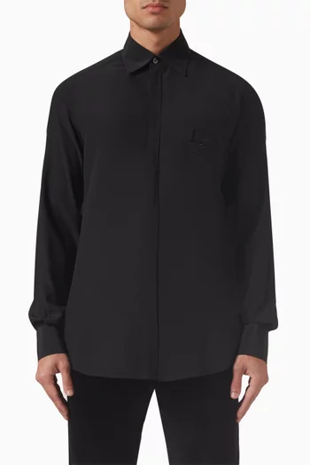 قميص بتطريز شعار الماركة حرير